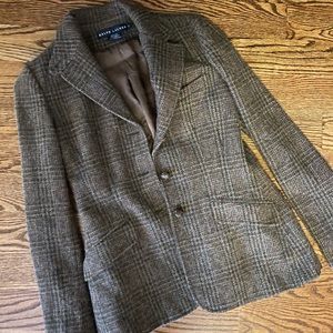 Wool Blazer with Leather Covered Buttons